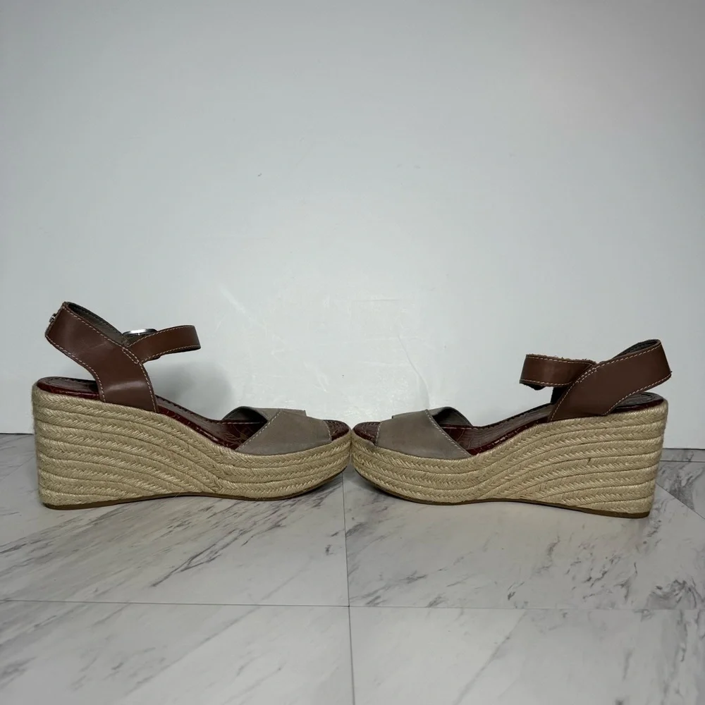 Sam Edelman Dimitree Gray Suede Espadrille Wedge Sandal 10M